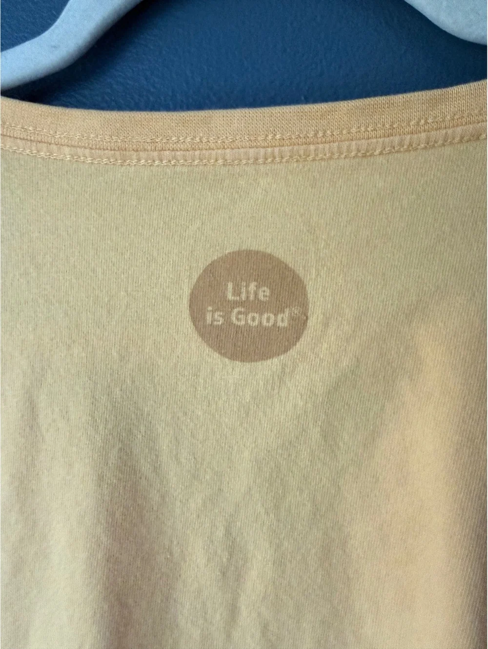 Life is Good Women's V-Neck T-Shirt with Beach Umbrella and Chair Graphic